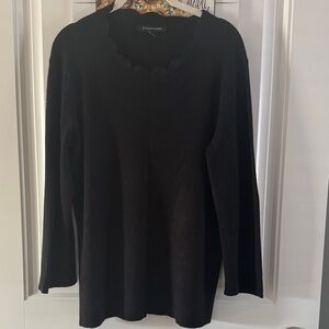 41 Hawthorn Black Long Sleeve Top with Scalloped Neckline